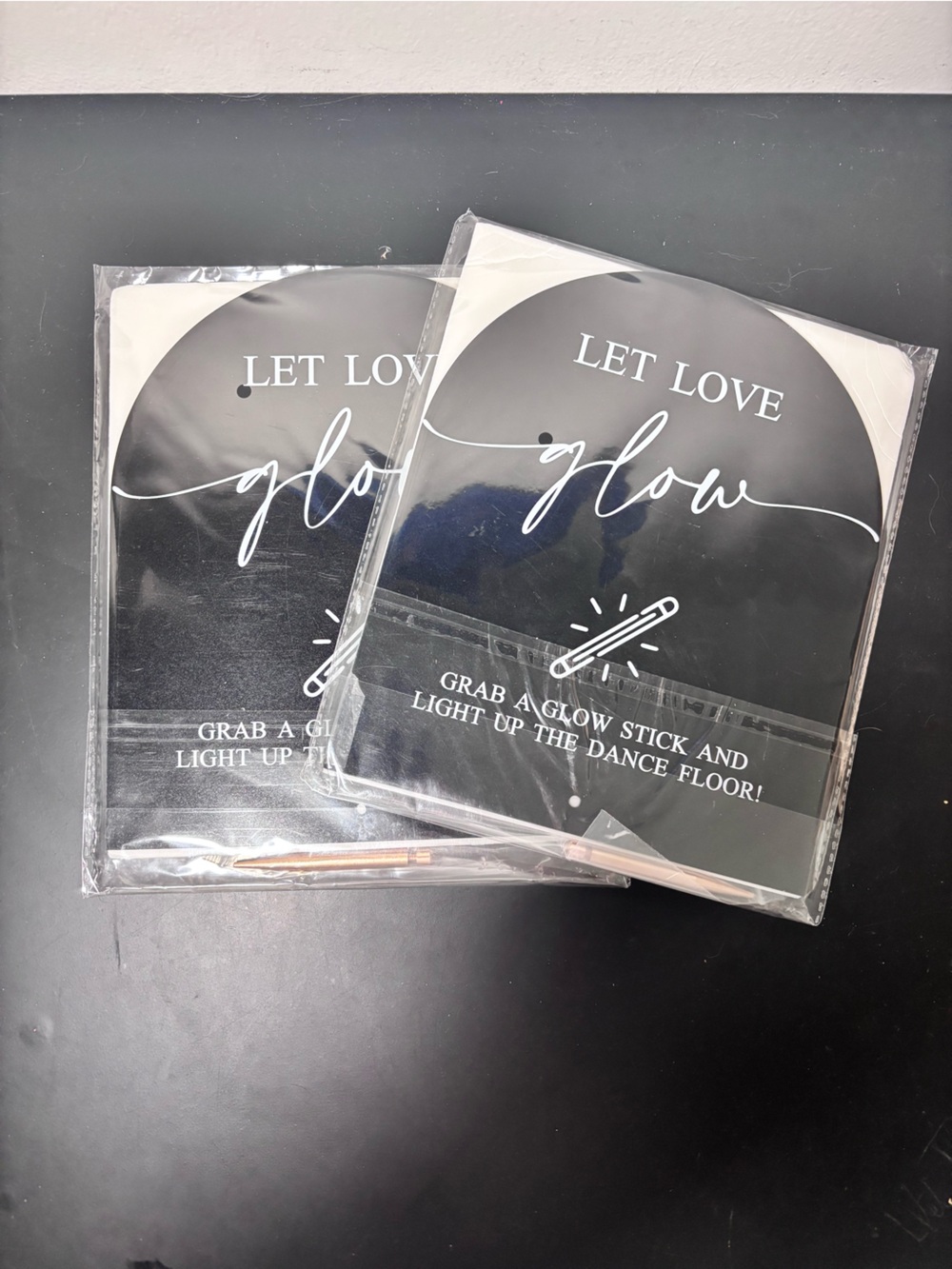 SHEIN Black "Let Love Glow" Party Favor Cards x2